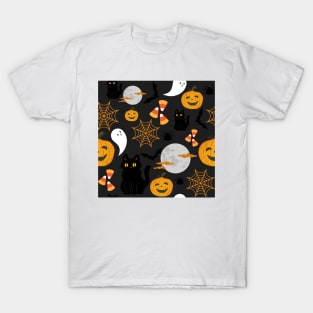 Halloween Pattern Black T-Shirt